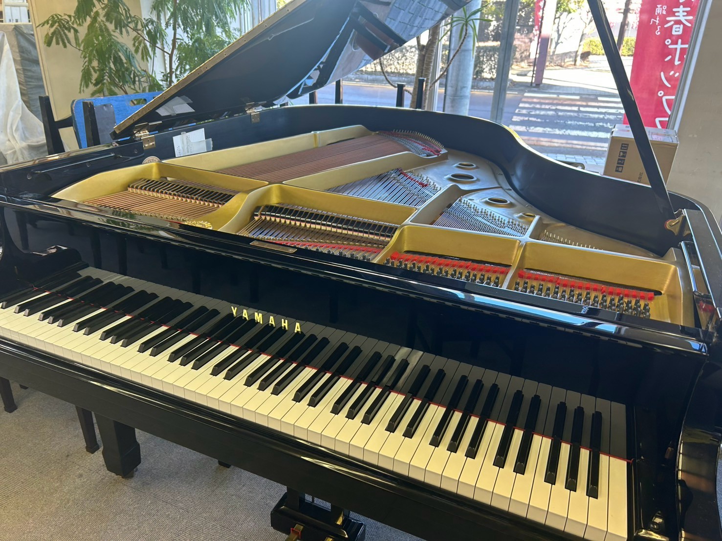 リビングに置かれた美しいYAMAHA G2E グランドピアノ